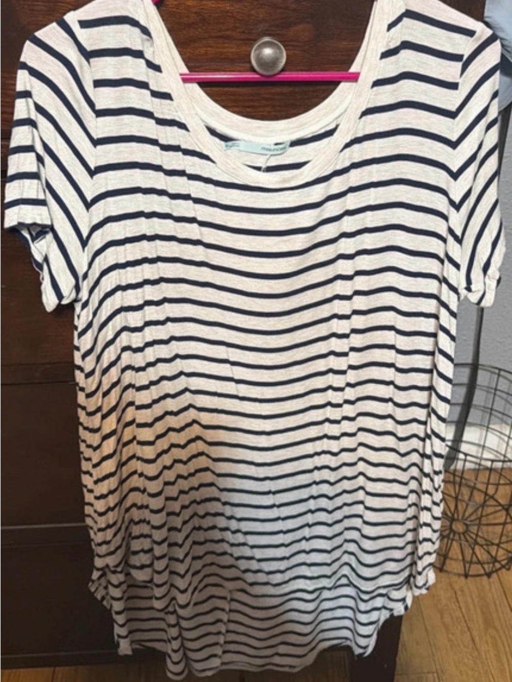 Maurices White & Navy Striped Short Sleeve Tee